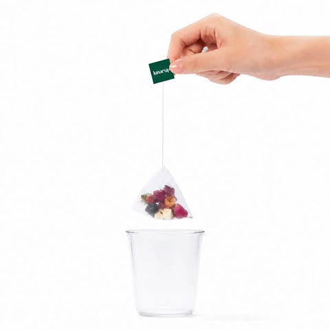 Step 1: drop a LunarSip pyramid tea bag into your cup