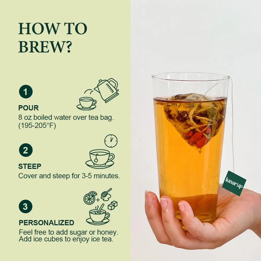 How to brew Liver Detox Night Tea: 8 oz hot water, steep 3-5 minutes